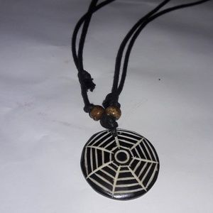 Adjustable necklace with wood charm